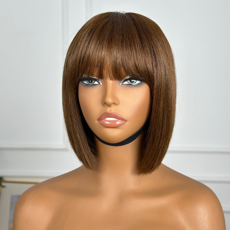 Worth |Chestnut Brown Color Bob Wig With Bangs