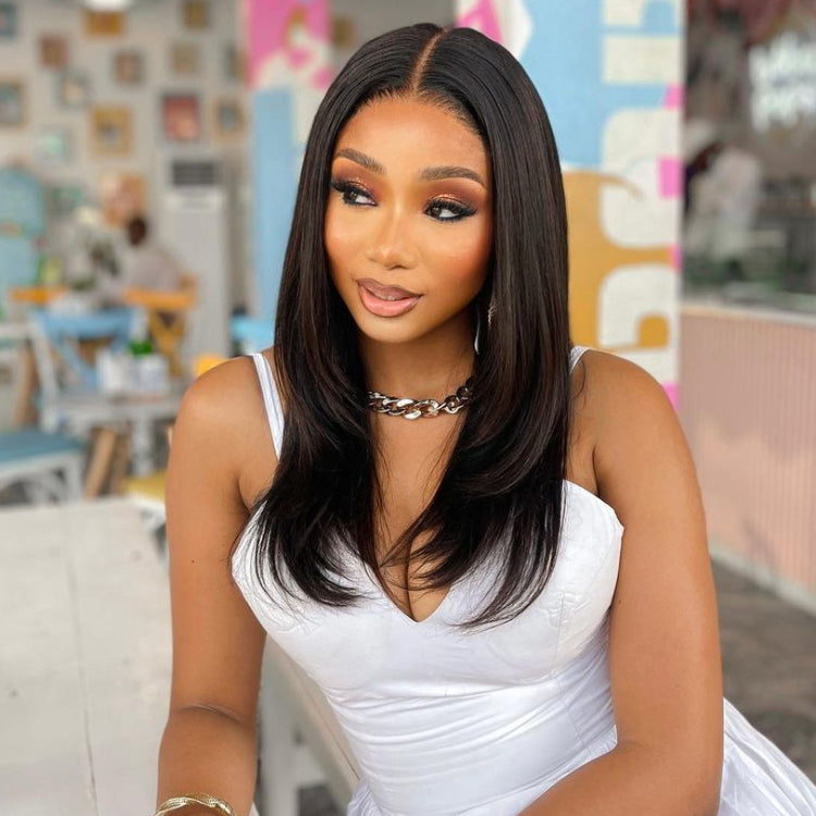 Worth |Effortless Straight 4x4 Closure Lace Glueless Mid Part Wig 18 Inches