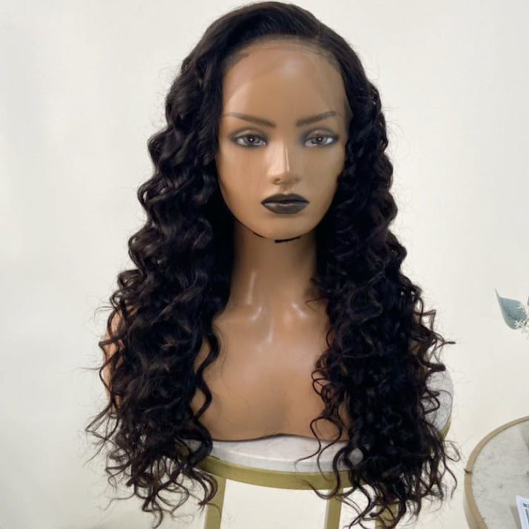 Worth | Nature Black Water Wave Glueless 13x4 Frontal Lace Wig 22 Inch