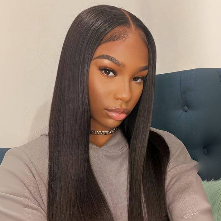Worth |LM Hair Straight 4x4 Closure Lace Glueless Mid Part Long Wig