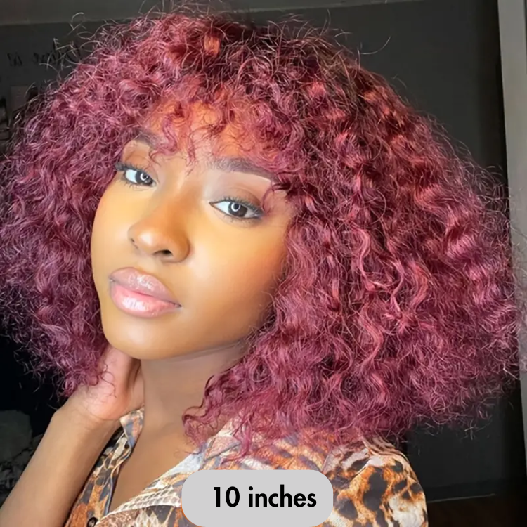 Worth |Burgundy Glueless Water Wave With Bang Wig