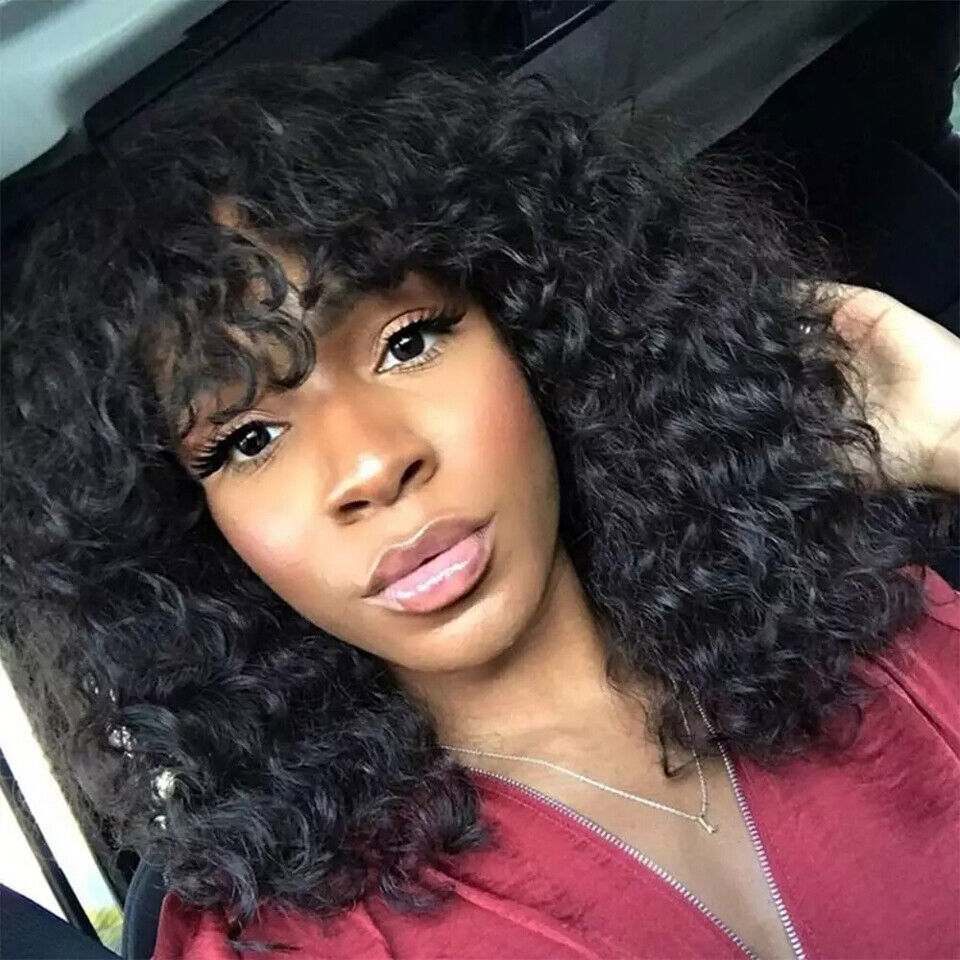 Worth |Throw On & Go Natural Black Water Wave No Lace Glueless Wig With Bangs