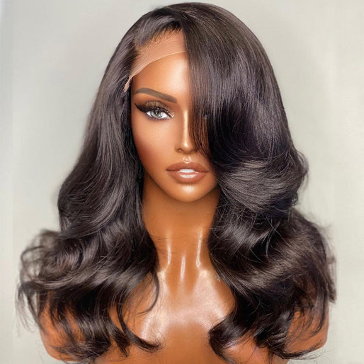 Worth | Natural Black Body Wave Wigs Side Part