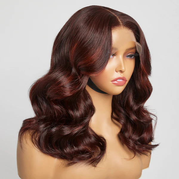 Rouge Noir With Copper Red Highlight Loose Wave Glueless 5x5 Closure Lace Wig