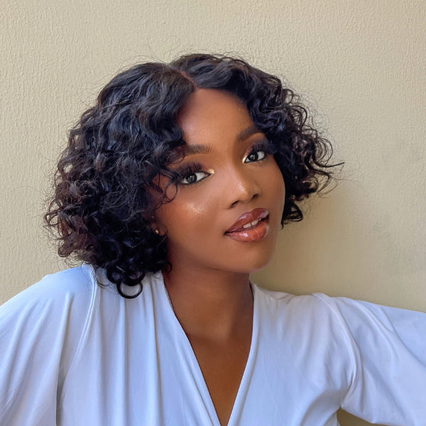 Casual Bouncy Curly Glueless 4x4 Closure Lace Short Wig