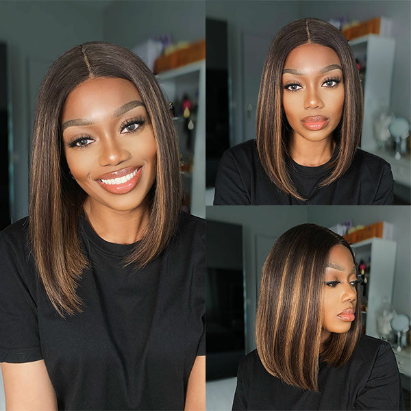 Flash Sale | Mix Color Highlight Bob Wig Glueless Extented 4X4 Closure Lace Wig