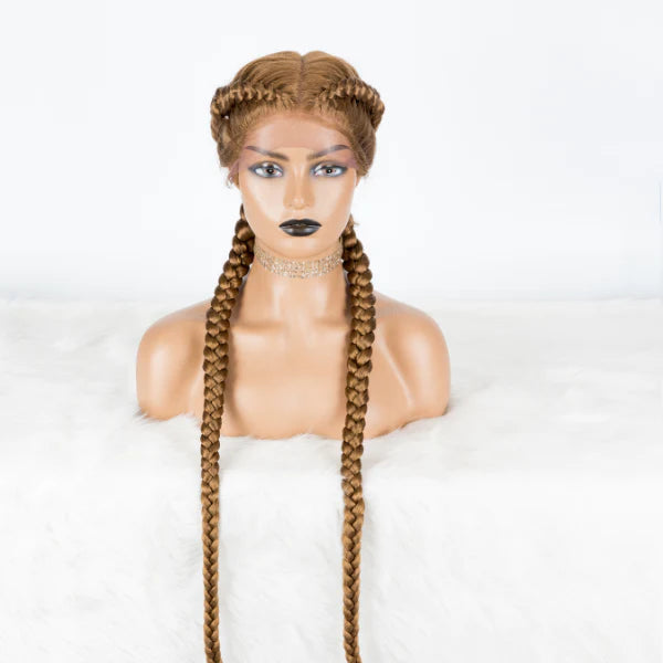 Synthetic Braids Wig Color 27 100% Hand Braided Cornrow Style Double Dutch Lace Wig