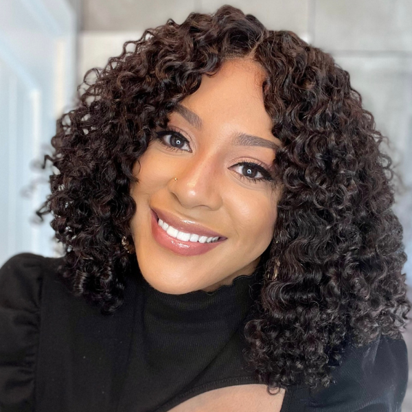 Kinky Curly Glueless HD T Lace Middle Part Short Wig