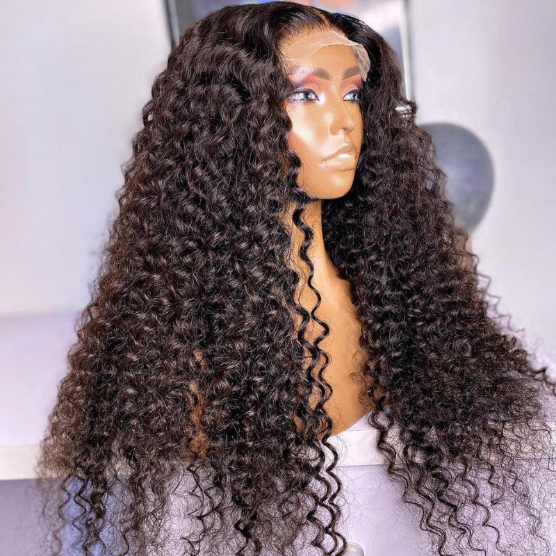ReadytoGo Natural Black Deep Curly Glueless 4x4 Closure Lace Wig