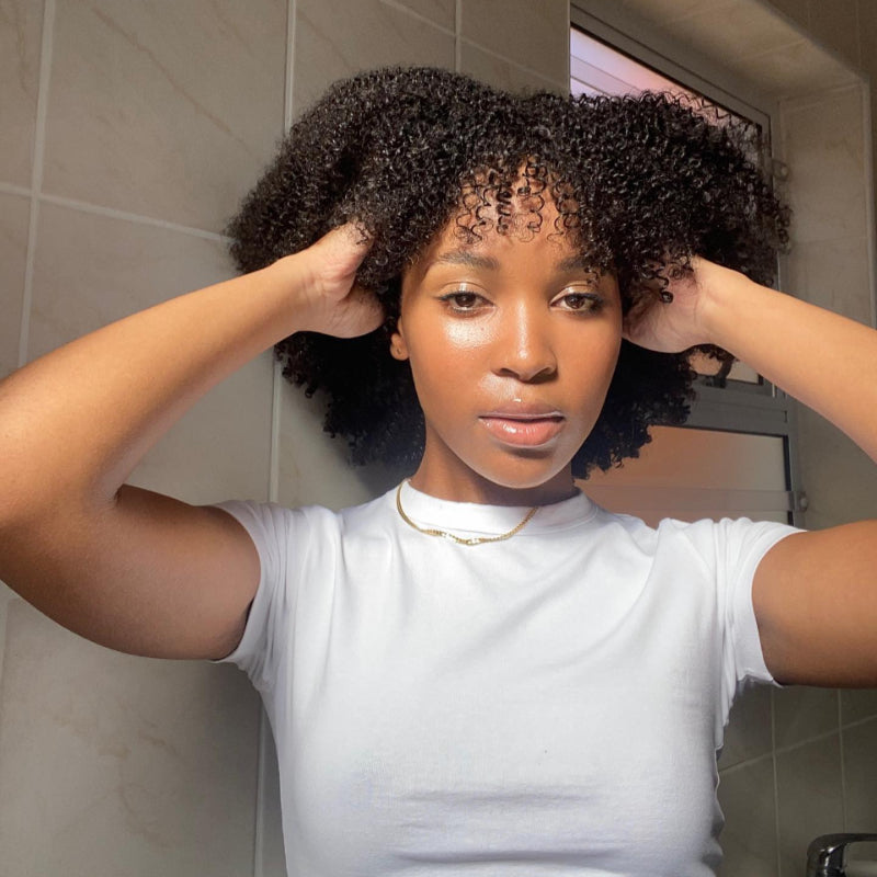 Flash Sale | ReadytoGo Afro Kinky Bob With Bang Glueless Lace Short Wig