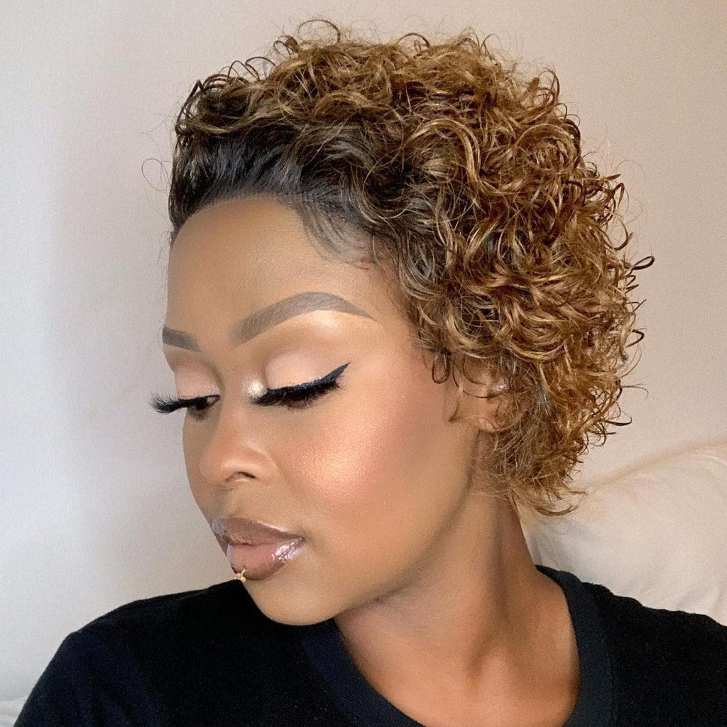Hot Pixie Curly Blonde Ombre 13x1 Lace Wig