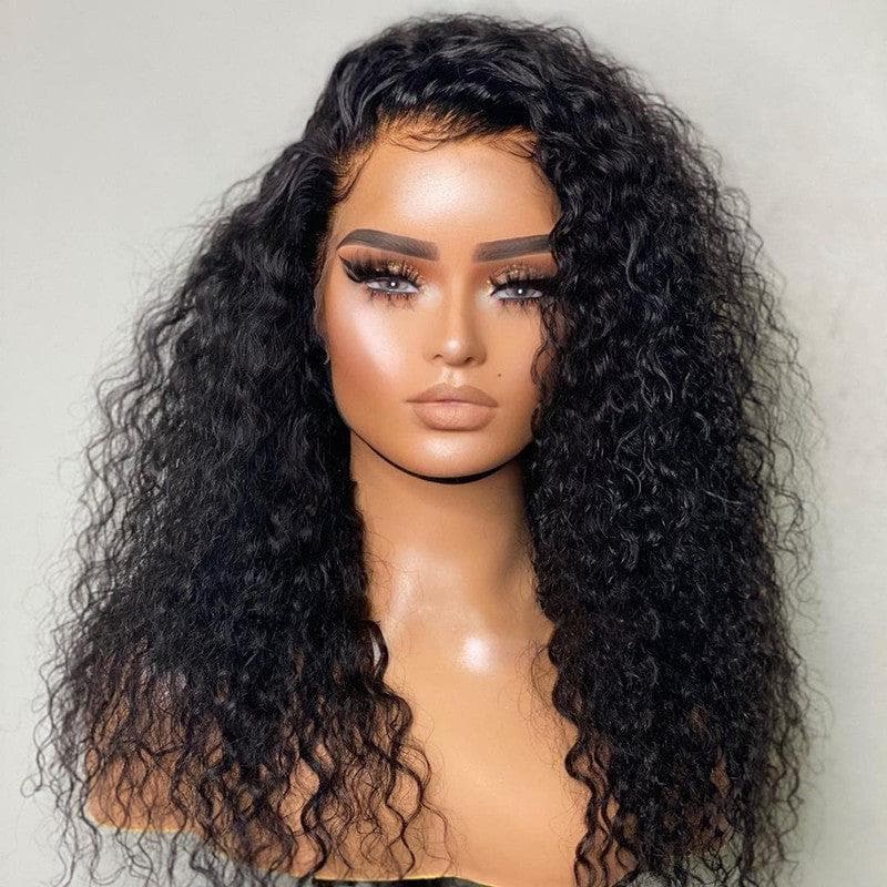 PrePlucked+KnotsBleached Curly 13x4 Frontal Lace Wig Side Part