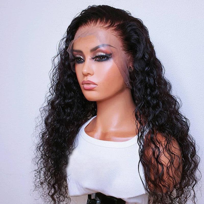 PrePlucked+KnotsBleached Wet Wavy 13x4 Frontal Lace Wig Side Part