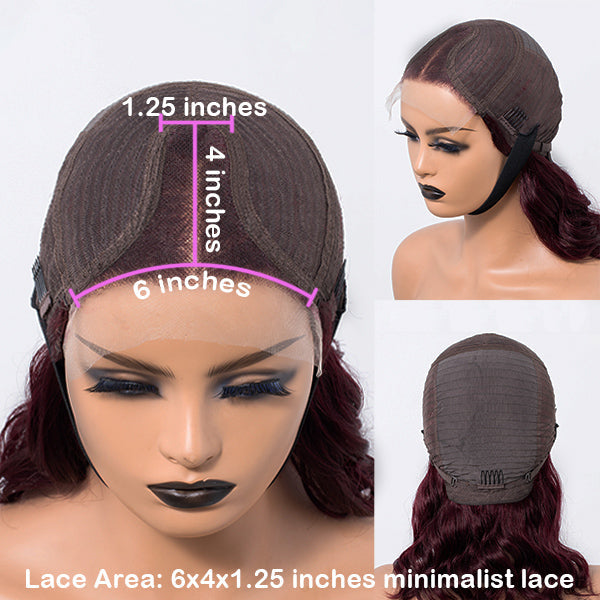 ReadytoGo Dark Plum Loose Wave HD Lace Glueless Mid Part Short Wig